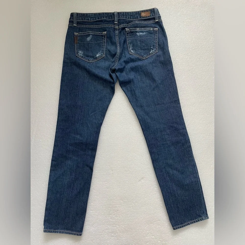 Paige Women’s Blue jeans size 29 distressed Medium  wash - Picture 8 of 10